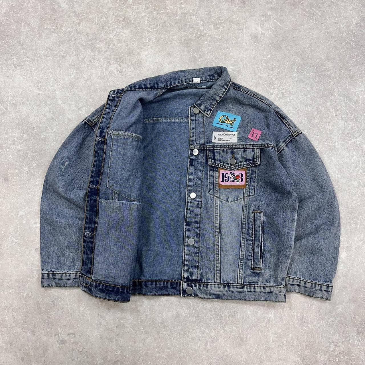 Patched Denim Hip Hop jacket L